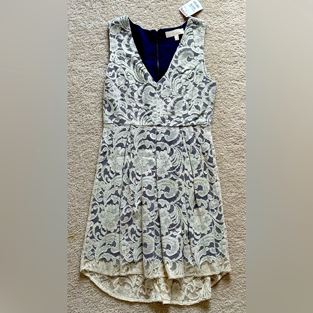 Monteau Navy and cream Lace Dress